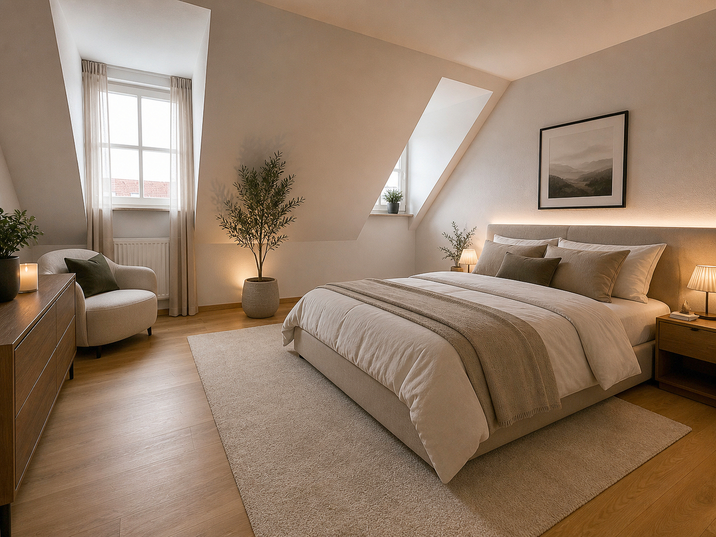 Schlafzimmer (KI möbliert)