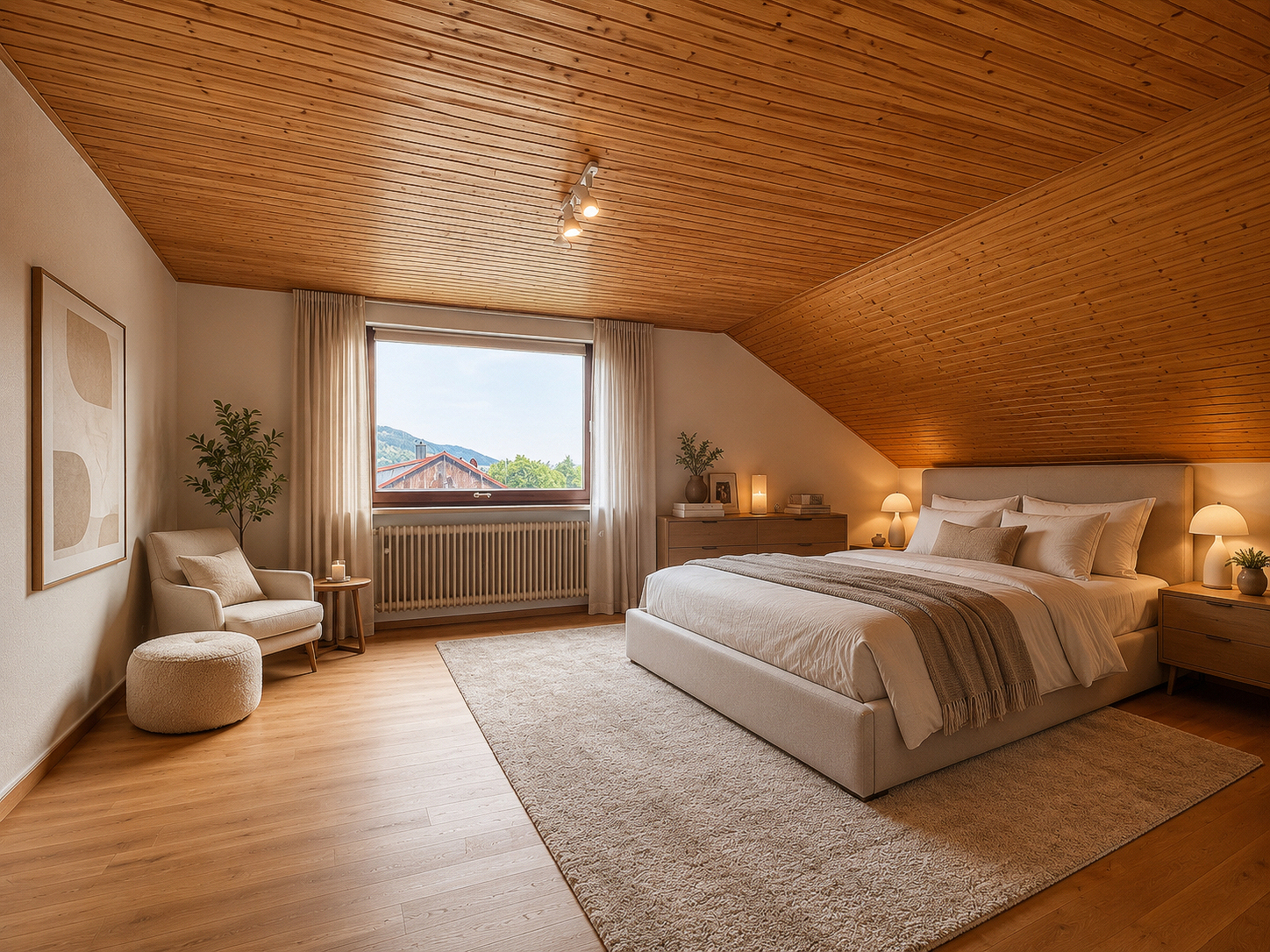 Ausgebautes Dachgeschoss Schlafzimmer (KI Visualisierung)
